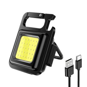 Mini LED Pocket FlashLight Mutifuction Work Light Lamps Waterproof USB Rechargeable COB Keychain Light for Outdoor Camping (Ships From: China, Emitting Color: 1PCS)